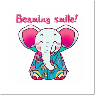 Beaming smile elephant Posters and Art